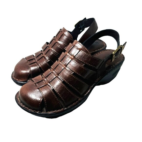 Boc by Born Women's Brown Vegan Leather Stappy Wedge Cushion Sandals Womens 9M - Picture 2 of 9